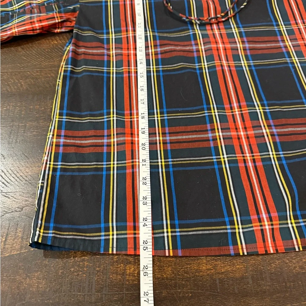 J.Crew Stewart Tartan Plaid Tie Neck Ruffle Blouse Top XS